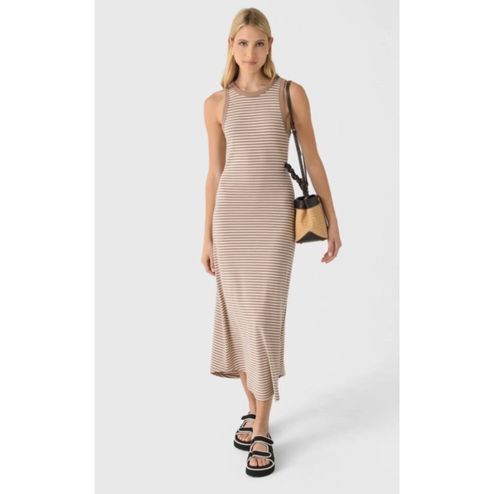 Z Supply Women's Goodwin Stripe Midi Dress in Iced Coffee - L
